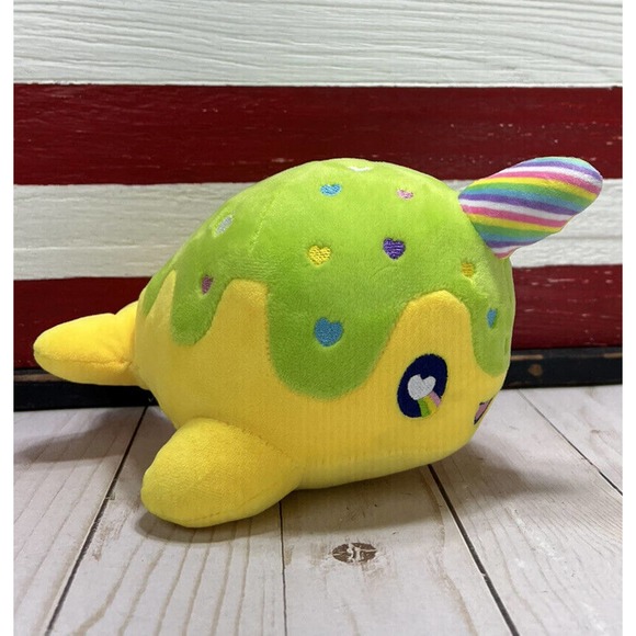 Lot of 2 Tasty Peach Studios Pastel Lollipop NOMWHAL 9” Narwhal Whale Plush 2021 - Picture 8 of 16